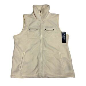 Chaps Women's Cream Fleece Zip-Up Vest W/ Pockets Size XL Winter Cream